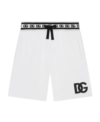Dolce & Gabbana Kids' Logo-print Track Shorts In White