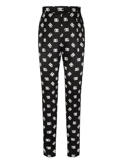 Dolce & Gabbana Logo-print Trousers In Black