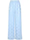 Dolce & Gabbana Silk Satin Jacquard Pajama Pants With All-over Dg Logo In Blue
