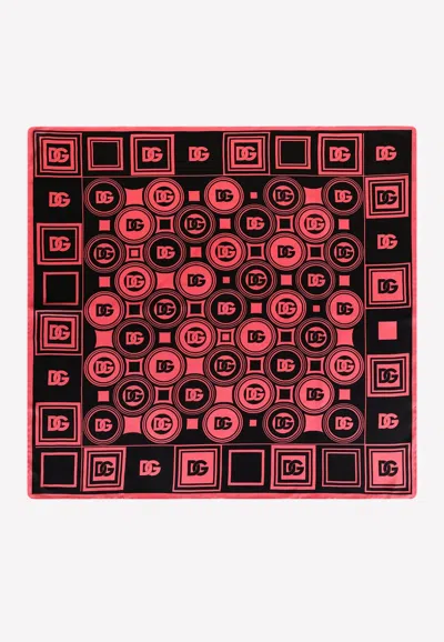 Dolce & Gabbana Logo Print Twill Scarf In Red