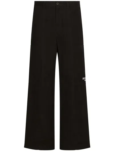 Dolce & Gabbana Logo-print Wide-leg Trousers In Black