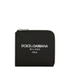 Dolce & Gabbana Black Wallet With Contrsting Print In Smooth Leather Man In Black