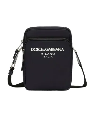 Dolce & Gabbana Logo-print Zip-fastening Shoulder Bag In Black