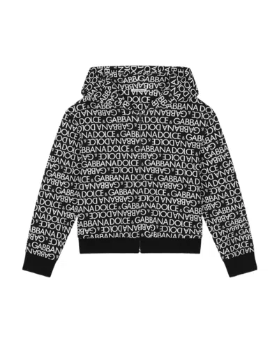 DOLCE & GABBANA DOLCE  GABBANA KIDS ALLOVER LOGO-PRINTED ZIP-UP HOODIE