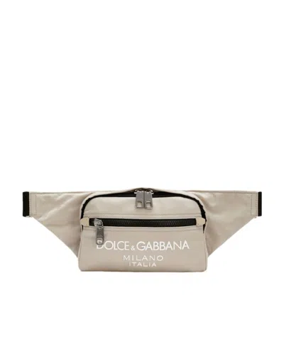 Dolce & Gabbana Logo-print Zipped Belt Bag In Nude