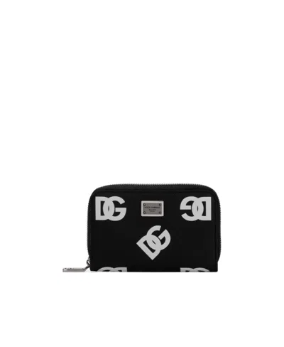 Dolce & Gabbana Logo-print Zipped Cardholder In Black