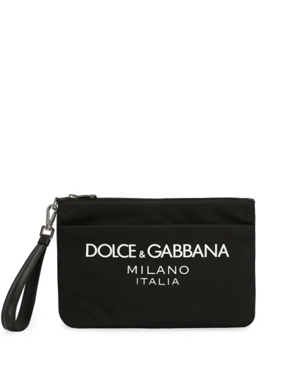 Dolce & Gabbana Black Pouch With Contrasting Rubberized Logo