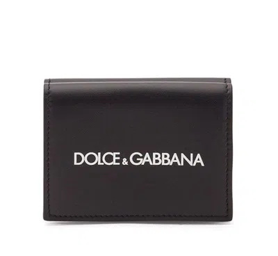 Dolce & Gabbana Logo Printed Bi-fold Wallet In Black