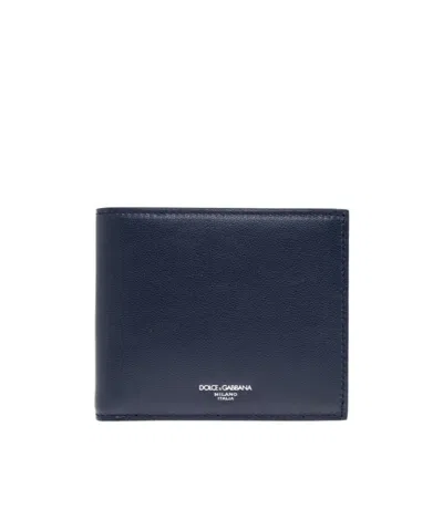 Dolce & Gabbana Dolce  Gabbana Logo Printed Bifold Wallet In Blue