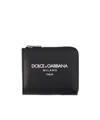 Dolce & Gabbana Black Wallet With Contrsting Print In Smooth Leather Man In Black