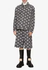 Dolce & Gabbana Printed Denim Stretch Bermuda Shorts In Gray
