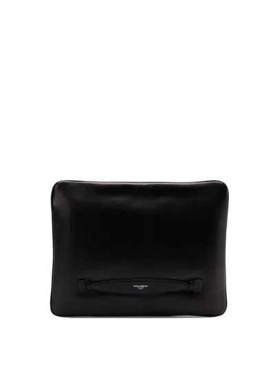 Dolce & Gabbana Logo Printed Clutch Bag In Black