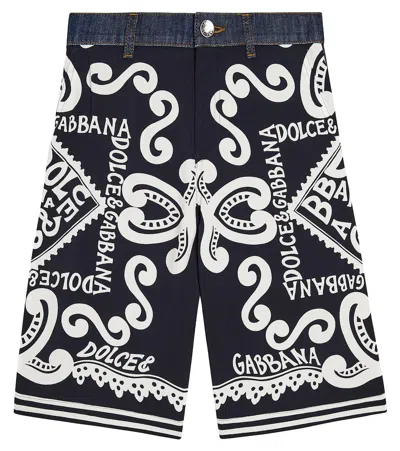 DOLCE & GABBANA LOGO PRINTED COTTON-BLEND BERMUDA SHORTS