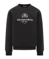 Dolce & Gabbana Logo-embellished Black Sweatshirt With Ribbed Detailing In Black