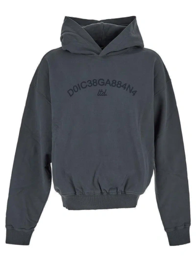 Dolce & Gabbana Gray Cropped Hoodie In Grey