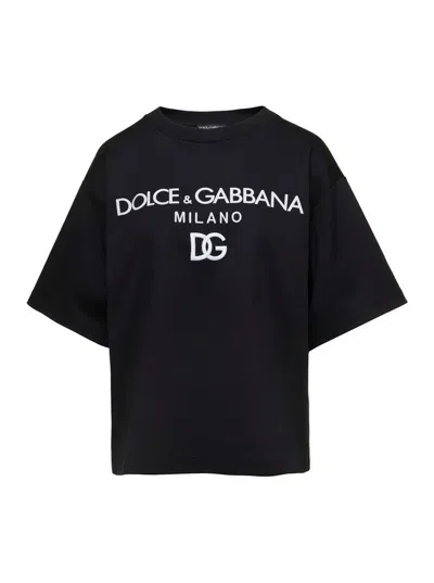 Dolce & Gabbana Logo Printed Jersey T In Black