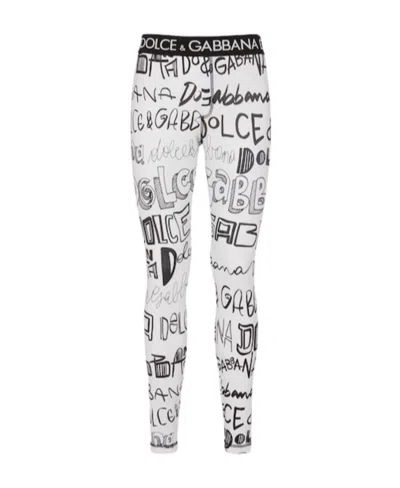 Dolce & Gabbana Logo Printed Leggings In Multi