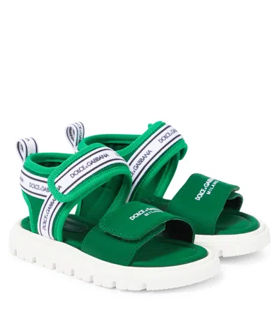 Dolce & Gabbana Kids' Logo Printed Sandals In Green