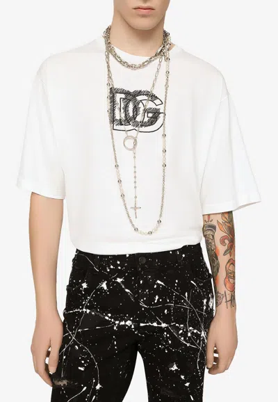 Dolce & Gabbana Logo Printed Short-sleeved T-shirt In White