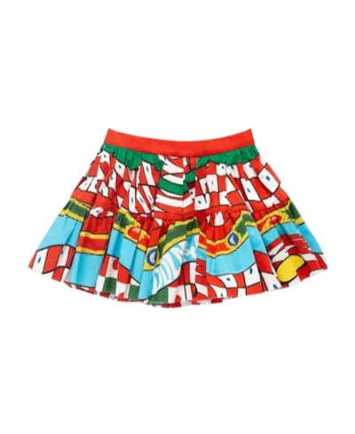Dolce & Gabbana Logo Printed Skirt In Red