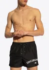 Dolce & Gabbana Black Swim Trunks With Contrasting Logo Print In Black