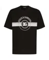 Dolce & Gabbana Black Cotton T-shirt With Large Interlocking Logo Print In Black