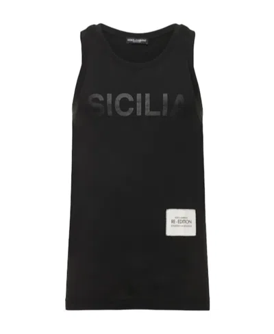 Dolce & Gabbana Logo Printed Vest In Black