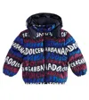 Dolce & Gabbana Logo Puffer Jacket In Blue