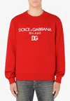 Dolce & Gabbana Jersey Sweatshirt With Dg Embroidery And Patch In Red