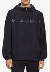 Dolce & Gabbana Reversible Jacket With Hood And Logo In Blue