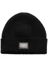 Dolce & Gabbana Dg Essentials Logo-plaque Knitted Beanie In Black