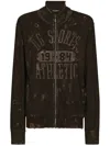 Dolce & Gabbana Logo Ripped Zip-up Sweatshirt In Green