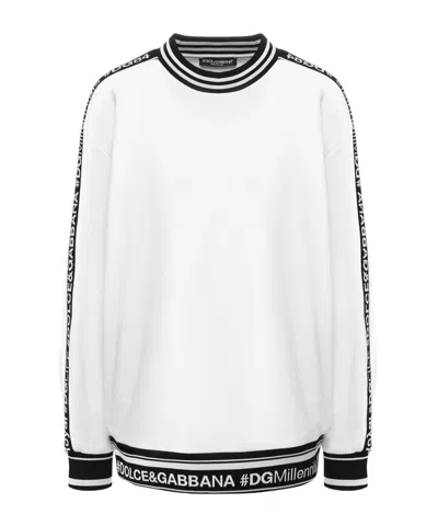 Dolce & Gabbana Logo Round-neck Sweater In White