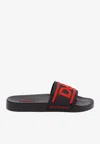 Dolce & Gabbana Logo Rubber Slides In Black