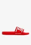 Dolce & Gabbana Contrasting Dg Logo Rubber Slides In Red