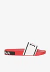 Dolce & Gabbana Logo Rubber Slides In Red