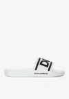 Dolce & Gabbana Contrasting Dg Logo Rubber Slides In White