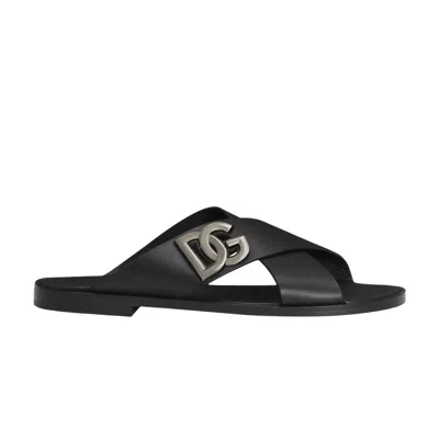 Pre-owned Dolce & Gabbana Logo Sandal 'black' | Men's Size 40