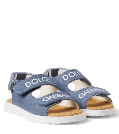 Dolce & Gabbana Kids' Logo Sandals In Blue
