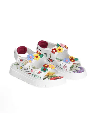 Dolce & Gabbana Kids' Logo Sandals In White