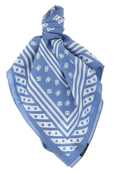 Dolce & Gabbana Logo Scarf In Blue