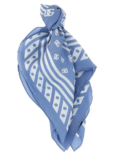 Dolce & Gabbana Logo Scarf In Light Blue