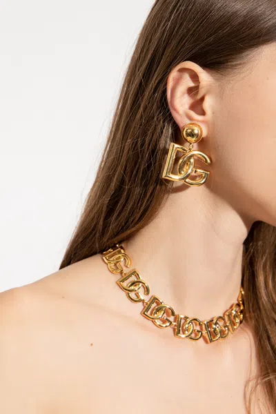 Dolce & Gabbana Logo-shaped Clip-on Earrings In Gold