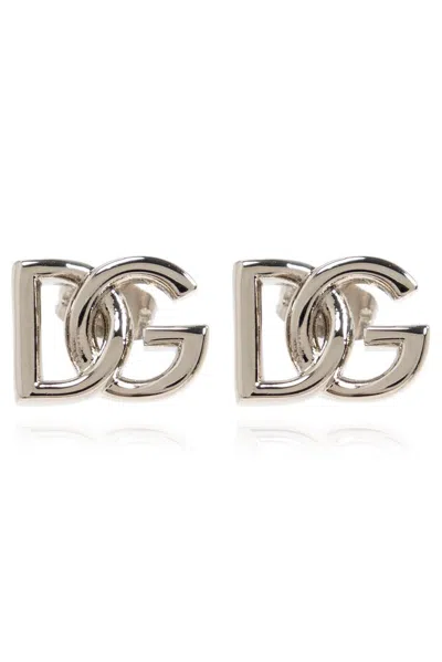 Dolce & Gabbana Logo Shaped Earrings In Silver