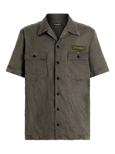 Dolce & Gabbana Grey Cotton Printed Shirt