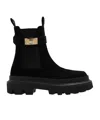 Dolce & Gabbana Calfskin Ankle Boots With Branded Strap In Black