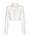 Dolce & Gabbana Short Jacquard Jacket With All-over Dg Logo In White