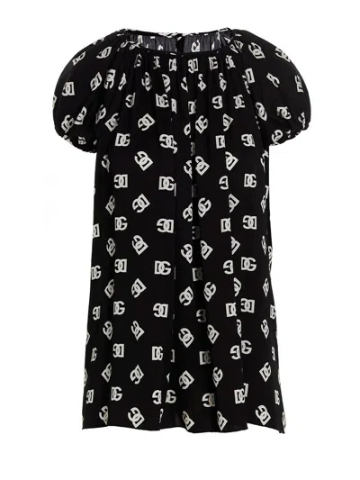 Dolce & Gabbana Logo Short Dress In Black