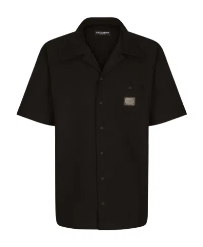 Dolce & Gabbana Logo-plaque Shirt In Black