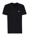 Dolce & Gabbana Logo V-neck T-shirt In Black